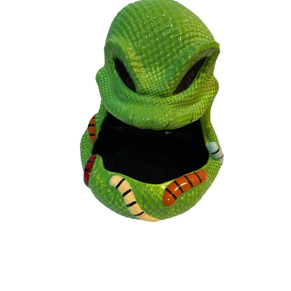 Disney Nightmare Before‎ Christmas Oogie Boogie Ceramic Candy Dish Green 11 Inch